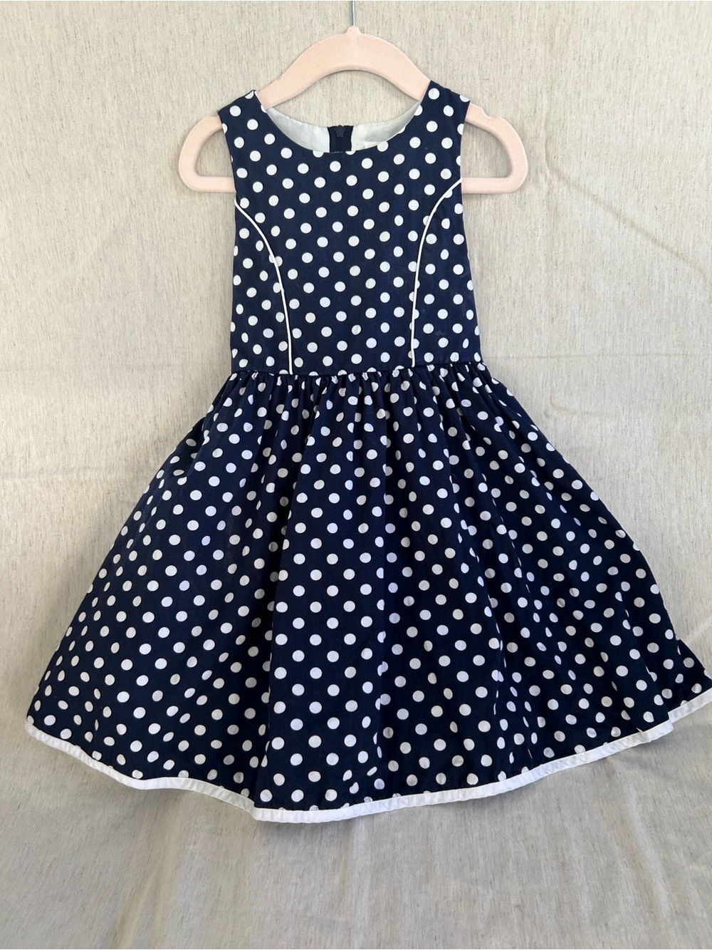 Rare Editions Navy and White Polka Dot Sleeveless Party Dress
